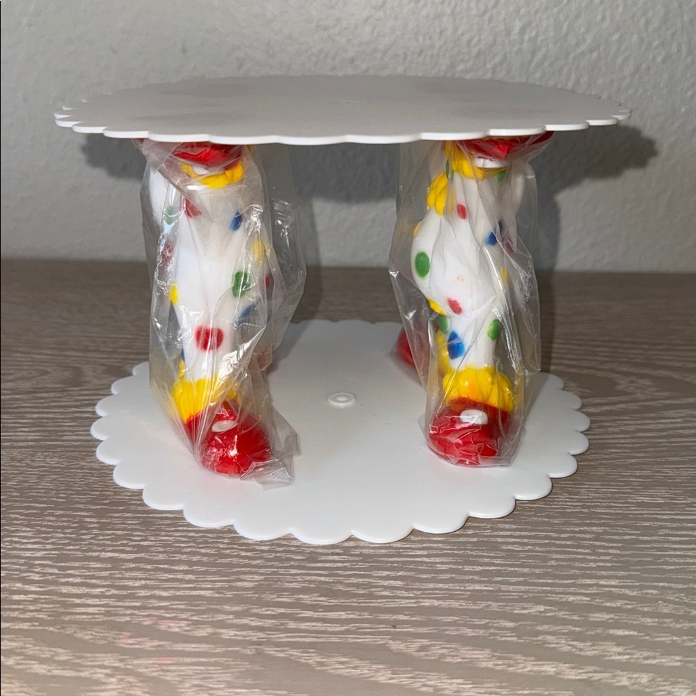 Vintage Wilton Plastic Clown Cake Pillars with Plate and stand  1970's